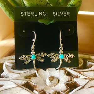Sterling Silver and Turquoise Dragonfly Earrings